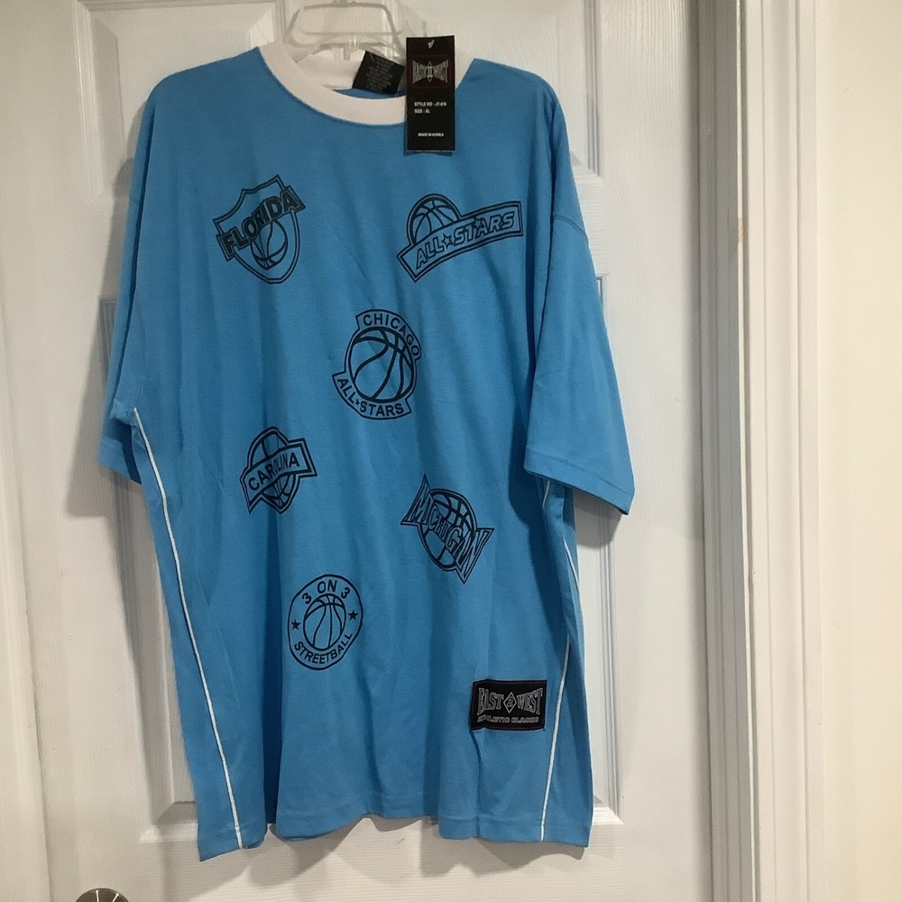 Vintage Y2K Street Wear East West NBA Teams Logo T Shirt Sort Sleeve XL NWT